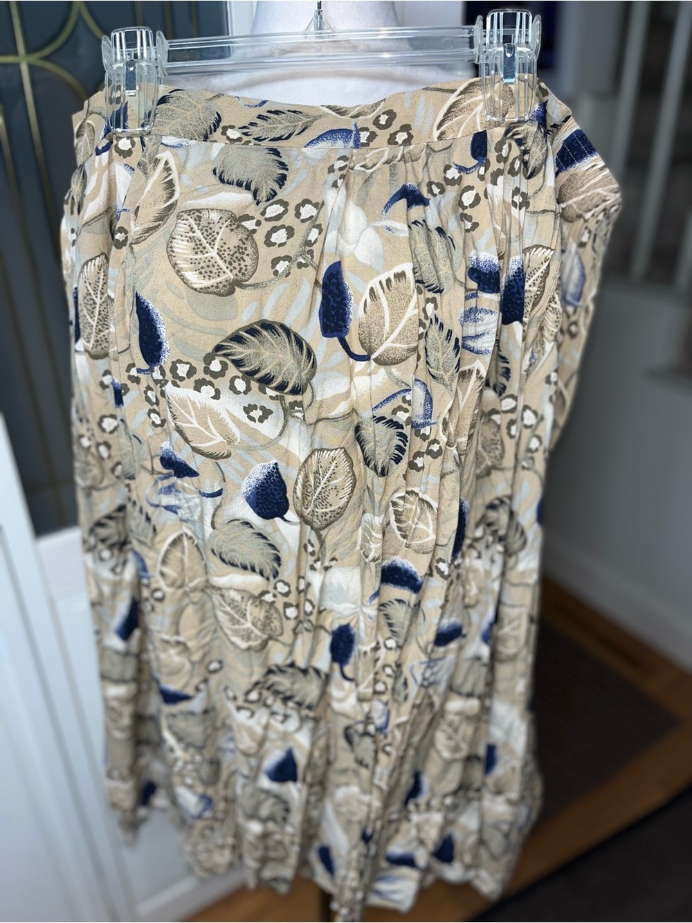 Sag Harbor Woman 2X Botanical Print Rayon Pull-On Midi Skirt Boho Plus Size